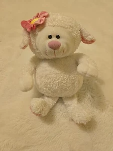 Amscan Vintage Rare HTF Plush Lamb Pink & White Checkered Floral Plush Fast Ship - Picture 1 of 10