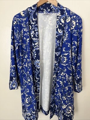 Isaac Mizrahi живой открытый передний Cardi синий пейсли свет куртка путешествий упаковываемый Sm - Изображение 1 из 4