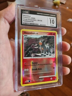 CGC 10 GEM MINT Pokemon Great Encounters Houndour Reverse Holo INK ERROR 69/106 - Image 1 of 3