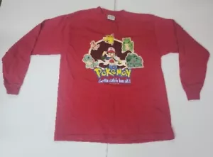 Pokemon Nintendo Long Sleeve Red Shirt Youth Medium Monterey Canyon 1999 Vintage - Picture 1 of 7