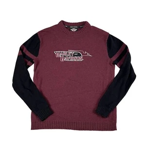 Harley Davidson 80% Lambs Wool Burgundy Sweater Sz Small Made in Japan - Picture 1 of 5