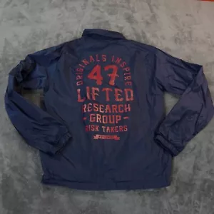 Lifted Research Group LRG Jacket Mens Medium Blue Lined Risk Takers Windbreaker - Picture 1 of 9