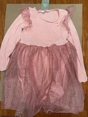 H&M Girl Dress Pink Blush Long Sleeve Tulle Ruffle Size 8-10 NWT NEW - Image 1 of 4