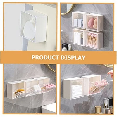 4 Pack Wall Mounted Storage Boxes for Cotton Pads and Small Item Storage - Image 1 of 4