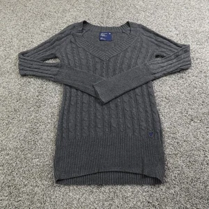 American Eagle Sweater Womens L Gray Cable Knit Pullover Babydoll Bella Swan Y2K - Picture 1 of 9