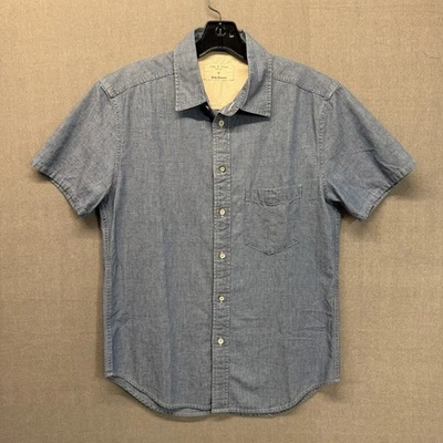 RAG & BONE Vintage Men’s Blue Dress Shirt Short Sleeve Size Medium - Image 1 of 4