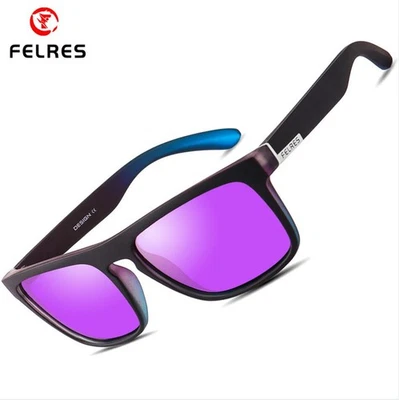 Gafas de sol cuadradas deportivas polarizadas FELRES para hombres lentes púrpuras gafas para exteriores nuevas Foto 1 de 4