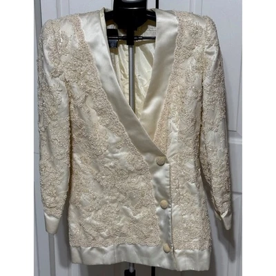 Chaqueta Julie Duroche For After Five Vintage Años 80 Perla Encaje Color Crema Talla 6 Foto 1 de 4