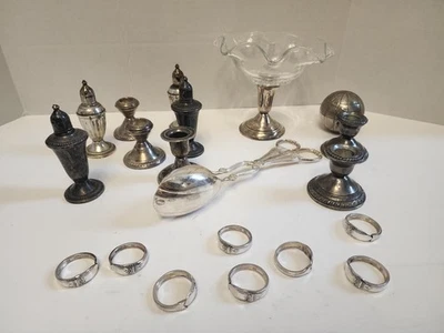 Plato de plata de los años 1930-50 plato de caramelo salero y pimentero candelabros etc. Foto 1 de 4