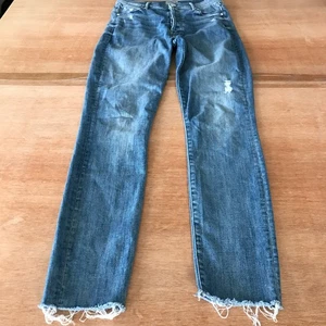 Mother The Stunner Ankle Fray Skinny Jeans Women 26 Blue Button Fly Distressed - Picture 1 of 15