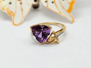 9ct Gold Amethyst Ring, Size P Stylish Design Excellent Condition Full Hallmarks - Picture 1 of 10