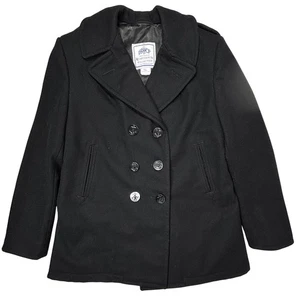 DSCP Quarterdeck Collection US NAVY Wool Peacoat 16L Double Breast Black EUC - Picture 1 of 10