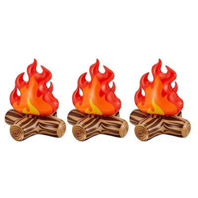  3 Pcs Pretend Fire Artificial Campfire Camping Inflatable Fake Decoration - Image 1 of 4