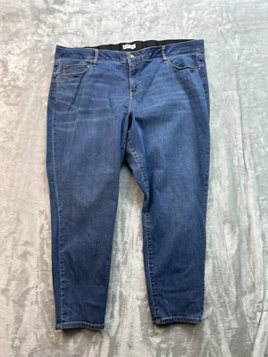 Ava & Viv Skinny Stretch Mid Rise Jeans Womens Plus Sz 24W Blue Whiskered Faded - Image 1 of 4
