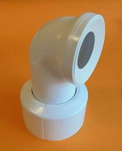 Anschlußrohr Bogen WC 90° weiß # 9301714 +  Klapprosette # 9301749 - Bild 1 von 4