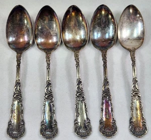 VTG Lot of 5 Wm Rogers Yale IS Silverplate Teaspoons Flatware Monogrammed EC - Picture 1 of 10