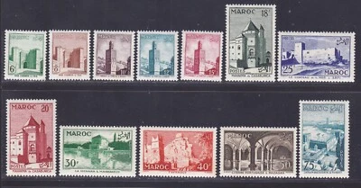 COLONIES FRANCAISES MAROC N° 350 à 361 ** MNH neufs sans charnière, B/TB-1955-56 - Immagine 1 di 2