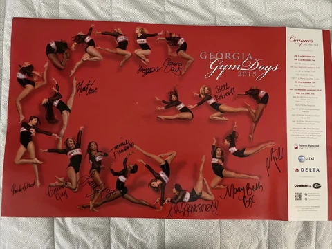 UGA Gymnastics 2015 Gym Dogs Poster Autographed SEC Athletics Athlete Athens Cover