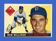 1955 Topps BOB MILLIKEN Baseball Card #111 ~ EX+ ~ Brooklyn Dodgers
