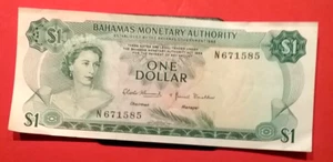 (Pgasteelers1) Bahamas Monetary Auth.$1.00 Bill P#27a Queen Elizabeth/Sea Garden - Picture 1 of 4