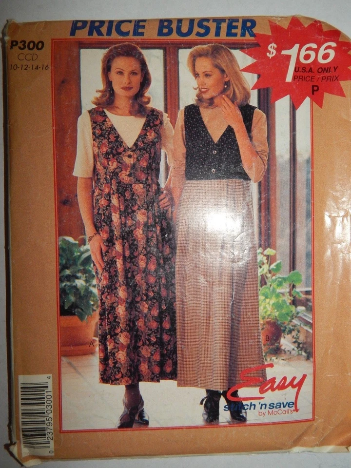 Jumper Dress Top 10 12 14 16 McCalls Stitch N Save P300 300 Sewing Pattern Easy - Image 1 of 4