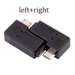 NEW 90 Degree Left+right Angle Micro USB B Male to Female Plug Adapters charger - Picture 1 of 12