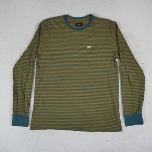 Obey T-Shirt Men Size M Yellow/Green Striped Long Sleeve - Picture 1 of 17