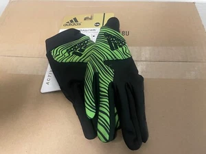 Size L/XL Adidas Climawarm Thermal Insulation Black Green Running Jogging Gloves - Picture 1 of 2