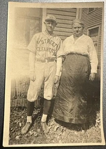 Antique Toronto Street Cleaners Baseball Player With Mother 1940’s Reprint - Picture 1 of 2