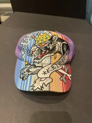 Gorra de malla morada con cierre snapback Christian Audigier con bordado de león VTG Tribute Keith Foto 1 de 4
