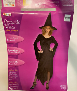 DISGUISE Dramatic WITCH Costume Dress & Hat BLACK 12 14 LARGE Halloween Cosplay