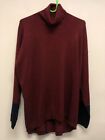 ET EAIS WOMEN'S ROLLNECK JUMPER IN BURGUNDY WITH NAVY SIZE L EXCELLENT CONDITION