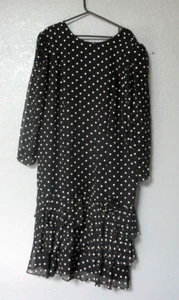 Size 20 Vintage Jonathan Mitchell Poka dot Dress 30's style Sheer arms - Picture 1 of 6