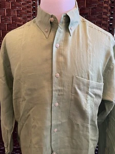 Pusser's Great Gatsby Linen Shirt Charles Tobias Button Down Men's XL Green NEW - Picture 1 of 9