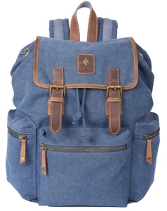 Cactus Unisex Canvas Rucksack Backpack Handtasche geölter Lederbesatz jeansblau - Bild 1 von 2