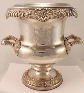 Antiguo cubo de hielo plateado grabado con mango "Militia Mea Multiplex" - Imagen 1 de 17