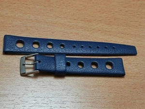 AUTHENTIC TROPIC 16MM NOS 1960-70'S SWISS BIG HOLES BLUE DIVE BAND STRAP #7298 - Picture 1 of 4
