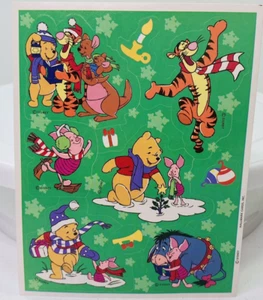 Winnie The Pooh Christmas Sticker Sheet Tigger Eeyore Piglet Kanga Roo Hallmark - Picture 1 of 2