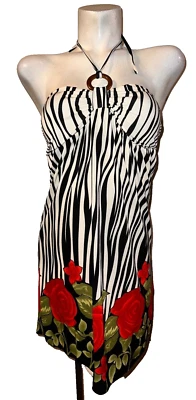 Nuevo ANNABELLE Mujer Talla S Rojo Verde Blanco Rosa Estampado Verano Halter Sol Vestido Foto 1 de 4