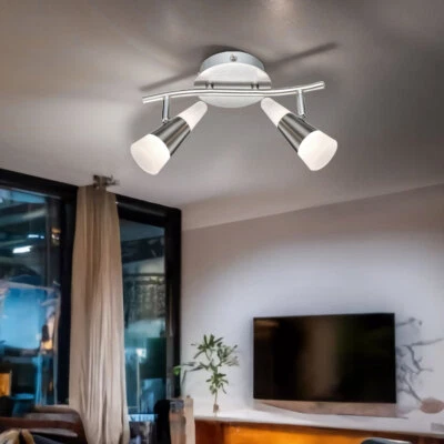 Lampada Da Soffitto Regolabile In Argento LED L 30 Cm - Immagine 1 di 4