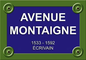  Réplique PLAQUE PARIS AVENUE MONTAIGNE 20X30CM ALU NEUF - Picture 1 of 1