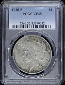1926-S $1 Peace Silver Dollar PCGS VF 35 - Picture 1 of 4