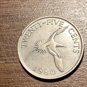 1980 Bermuda 25 Cent Coin. Great Condition-been In Storage Over 40 Years - Picture 1 of 2