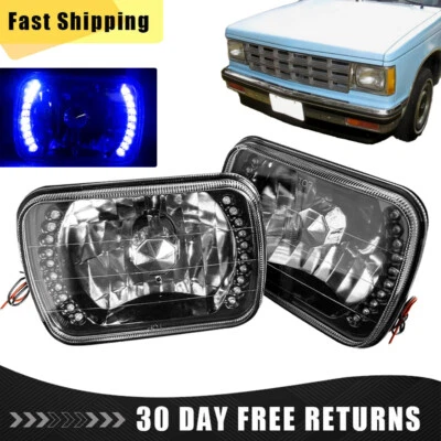 Fit 82-93 Chevy S10 Blazer GMC S15 7X6 7X5 Projector Blue LED Halo Headlights - Image 1 of 4