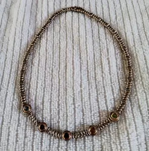 Vtg Ross Simmons Sterling & 14k Yellow Gold Multi Gem Stone Necklace 16 Inch - Picture 1 of 5