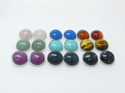 Ohrclips XL Halbedelstein Cabochon 20mm rund bunt Edelstahl - viele Farben - Bild 1 von 4