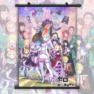 Póster de pared de lona Re Zero Emilia Echidna Rem Ram Subaru HD desplazamiento decoración de habitación - Imagen 1 de 5