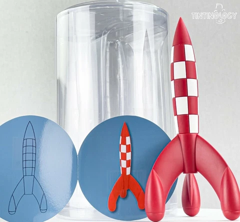 Tintin Figurine Moulinsart 42615 Moon Rocket 17cm Model Herge Fusee Lunaire Cover