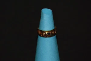 Vintage Solid 18K Gold Diamonds Garnet Sapphire Ladies Ring Size 5.5 - Picture 1 of 14