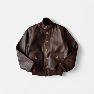Chaqueta de vuelo de cuero Lost World A-1 Horse Primera Guerra Mundial marrón oscuro 42 para hombre Foto 1 de 4